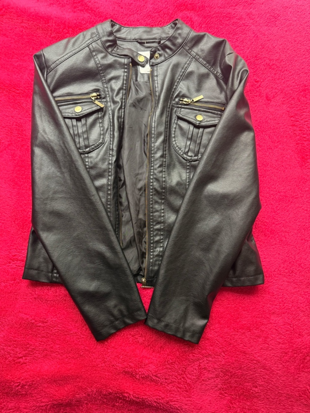 Black Faux Leather Jacket | Miss Selfie